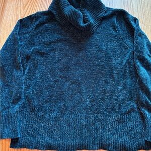 Women’s Loft Cowl Neck Long Sleeve Pullover Sweater XL Blue Green Marbled Cozy